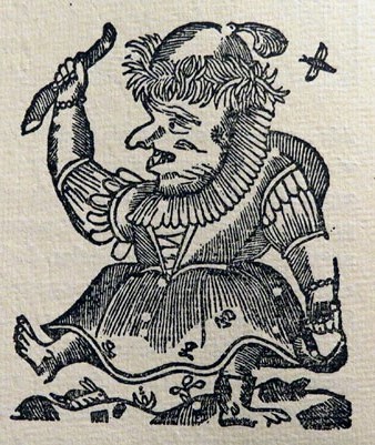 Gravat giron&iacute; antic amb una representaci&oacute; de Carnestoltes