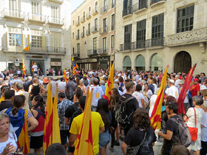 Diada Nacional 2016. Concentraci&oacute; a la pla&ccedil;a del Vi, lectura del manifest i cant de Els Segadors