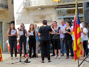 Diada Nacional 2016. Concentraci&oacute; a la pla&ccedil;a del Vi, lectura del manifest i cant de Els Segadors