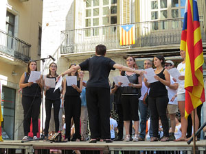 Diada Nacional 2016. Concentraci&oacute; a la pla&ccedil;a del Vi, lectura del manifest i cant de Els Segadors