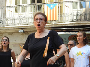 Diada Nacional 2016. Concentraci&oacute; a la pla&ccedil;a del Vi, lectura del manifest i cant de Els Segadors