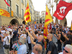 Diada Nacional 2016. Concentraci&oacute; a la pla&ccedil;a del Vi, lectura del manifest i cant de Els Segadors