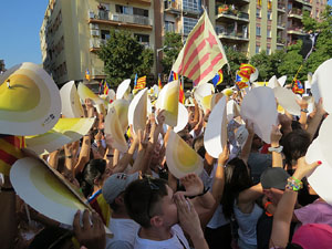 Diada Nacional 2016. Manifestaci&oacute; sotre el lema A punt. Endavant rep&uacute;blica catalana, a Salt