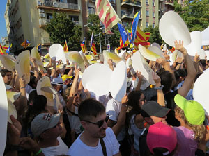 Diada Nacional 2016. Manifestaci&oacute; sotre el lema A punt. Endavant rep&uacute;blica catalana, a Salt
