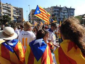 Diada Nacional 2016. Manifestaci&oacute; sotre el lema A punt. Endavant rep&uacute;blica catalana, a Salt