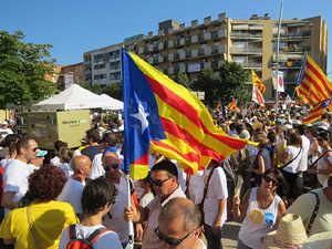 Diada Nacional 2016. Manifestaci&oacute; sotre el lema A punt. Endavant rep&uacute;blica catalana, a Salt