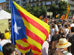 Diada Nacional 2016. Manifestaci&oacute; sotre el lema A punt. Endavant rep&uacute;blica catalana, a Salt