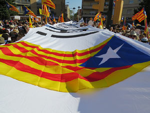 Diada Nacional 2016. Manifestaci&oacute; sotre el lema A punt. Endavant rep&uacute;blica catalana, a Salt