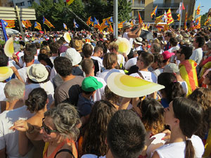 Diada Nacional 2016. Manifestaci&oacute; sotre el lema A punt. Endavant rep&uacute;blica catalana, a Salt