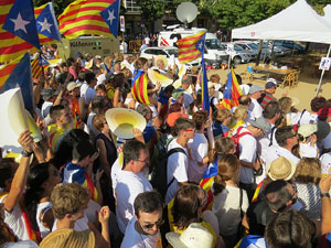 Diada Nacional 2016. Manifestaci&oacute; sotre el lema A punt. Endavant rep&uacute;blica catalana, a Salt