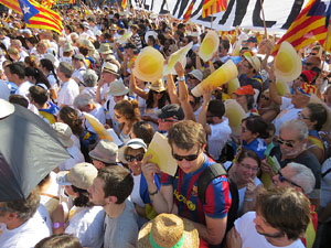 Diada Nacional 2016. Manifestaci&oacute; sotre el lema A punt. Endavant rep&uacute;blica catalana, a Salt