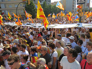 Diada Nacional 2016. Manifestaci&oacute; sotre el lema A punt. Endavant rep&uacute;blica catalana, a Salt