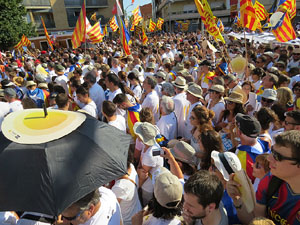 Diada Nacional 2016. Manifestaci&oacute; sotre el lema A punt. Endavant rep&uacute;blica catalana, a Salt