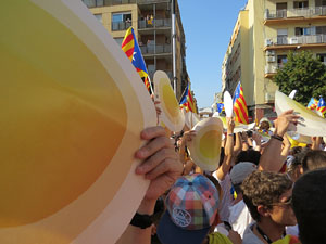Diada Nacional 2016. Manifestaci&oacute; sotre el lema A punt. Endavant rep&uacute;blica catalana, a Salt
