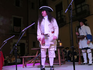 Diada Nacional 2016. X Marxa de Torxes de Girona. Recreaci&oacute; hist&ograve;rica amb el Regiment de Sant Narc&iacute;s i l'actriu Cristina Cervi&agrave;