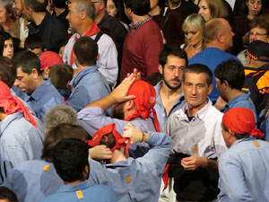 Fires 2016. Castells dins la nau g&ograve;tica de la Catedral de Girona