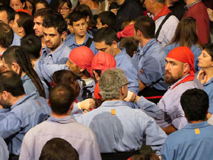 Fires 2016. Castells dins la nau g&ograve;tica de la Catedral de Girona