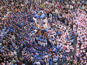 Fires 2016. La Diada Castellera a la pla&ccedil;a del Vi, amb els Marrecs de Salt, els Capgrossos de Matar&oacute; i els Minyons de Terrassa