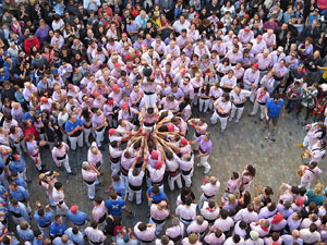 Fires 2016. La Diada Castellera a la pla&ccedil;a del Vi, amb els Marrecs de Salt, els Capgrossos de Matar&oacute; i els Minyons de Terrassa
