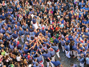 Fires 2016. La Diada Castellera a la pla&ccedil;a del Vi, amb els Marrecs de Salt, els Capgrossos de Matar&oacute; i els Minyons de Terrassa
