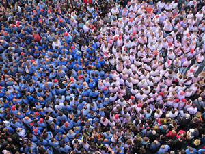 Fires 2016. La Diada Castellera a la pla&ccedil;a del Vi, amb els Marrecs de Salt, els Capgrossos de Matar&oacute; i els Minyons de Terrassa