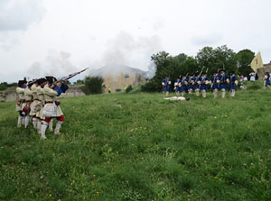 Girona resisteix! Jornades de recreaci&oacute; hist&ograve;rica de la Guerra de Successi&oacute;. Castell de Montju&iuml;c. Combat al pati d'armes