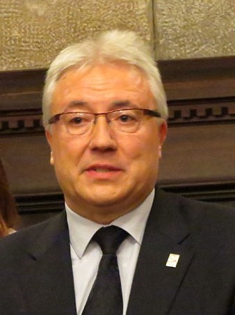 El President de l'Associaci&oacute; de Pessebristes de Girona, Alfons V&aacute;zquez, durant la inauguraci&oacute;
