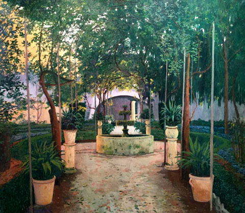 El brollador. Girona. Oli sobre tela de Santiago Rusi&ntilde;ol