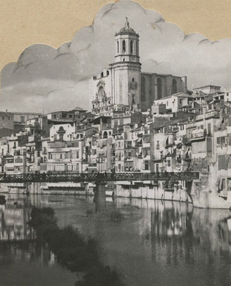 Les cases de l'Onyar i l'antic pont de Sant Agust&iacute;. 1933