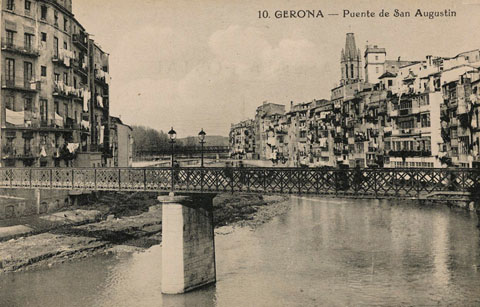 El pont de Sant Agust&iacute; sobre el riu Onyar. 1919-1930