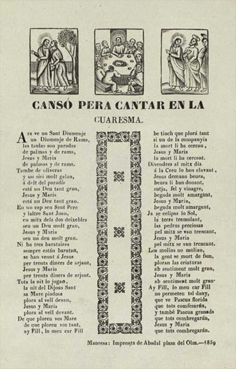 Can&ccedil;&oacute; pera cantar en la Cuaresma. 1859