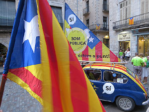11 de setembre 2017. Assaig de la manifestaci&oacute; de la Diada al carrer Ciutadans i la pla&ccedil;a del Vi