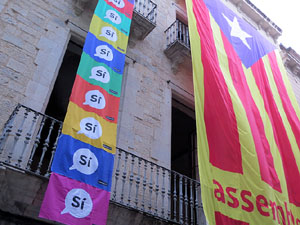 11 de setembre 2017. Assaig de la manifestaci&oacute; de la Diada al carrer Ciutadans i la pla&ccedil;a del Vi