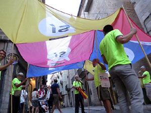 11 de setembre 2017. Assaig de la manifestaci&oacute; de la Diada al carrer Ciutadans i la pla&ccedil;a del Vi