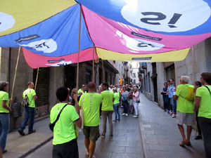 11 de setembre 2017. Assaig de la manifestaci&oacute; de la Diada al carrer Ciutadans i la pla&ccedil;a del Vi