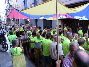 11 de setembre 2017. Assaig de la manifestaci&oacute; de la Diada al carrer Ciutadans i la pla&ccedil;a del Vi