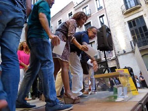 11 de setembre 2017. Concentraci&oacute; a la pla&ccedil;a del Vi en defensa del refer&egrave;ndum
