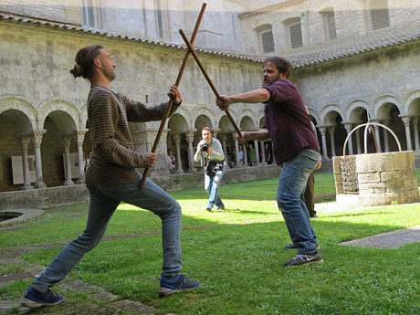 600 aniversari de la nau &uacute;nica de la Catedral de Girona. Presentaci&oacute; de la representaci&oacute; de la Consueta de Sant Jordi cavaller al claustre de la Catedral