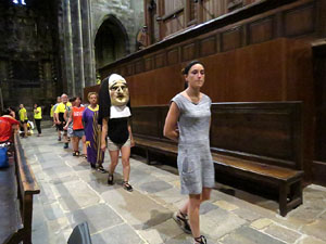 Corpus 2017. Assaig del ball de l'&Agrave;liga a la nau de la Catedral de Santa Maria