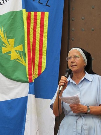 La priora del monestir de Sant Daniel, Assumpci&oacute; Pifarr&eacute;, durant la seva benvinguda