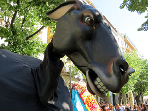 Festes de Primavera de Girona 2017. Cercavila de mulasses amb la Mula Baba i l'Ase de Bessan
