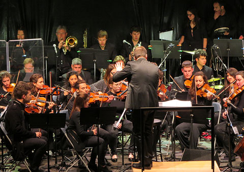 Un moment del concert a les escales de la Catedral