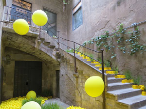 Temps de Flors 2017. Instal&middot;laci&oacute; 'Playground. Camp de colza en moviment' a la Casa Sambola - Pla Dalmau, al carrer de la For&ccedil;a