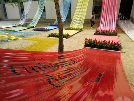 Temps de Flors 2017. Instal&middot;lacions i muntatges florals a diversos espais de la UdG: escales i pla&ccedil;a de Sant Dom&egrave;nec, pati de l'edifici de les &Agrave;ligues, etc.