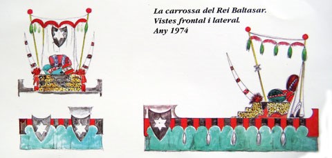 La carrossa del Rei Baltasar. Vistes frontal i lateral. 1974