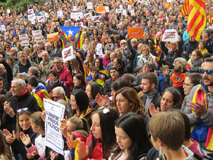 Jornada de vaga general 8N. Concentraci&oacute; davant la seu de la Generalitat a Girona