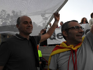 Concentraci&oacute; a la pla&ccedil;a de la Constituci&oacute; convocada per la plataforma Girona Vota a favor del Refer&egrave;ndum
