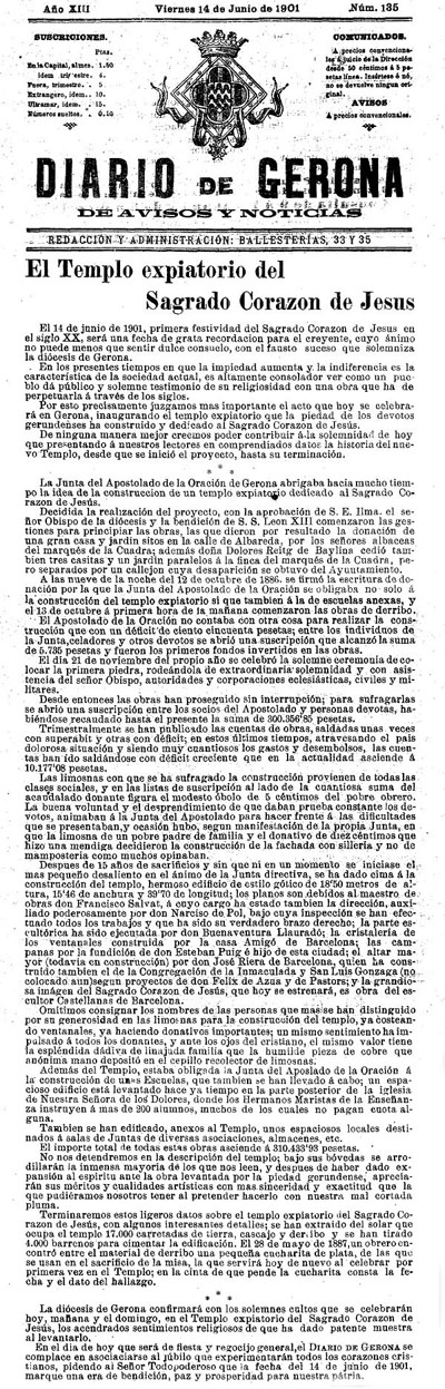 Diario de Gerona de avisos i not&iacute;cias del divendres 14 de juny 1901