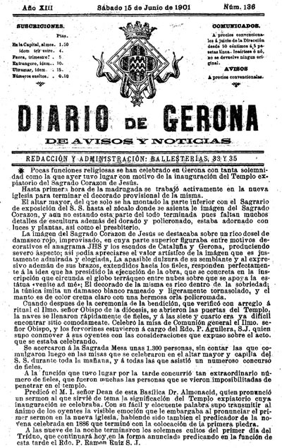 Diario de Gerona de avisos i not&iacute;cias del dissabte 15 de juny 1901