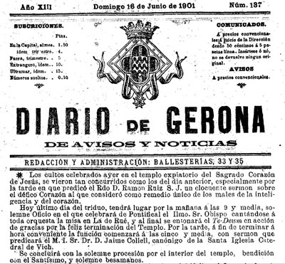 Diario de Gerona de avisos i not&iacute;cias del diumenge 16 de juny 1901